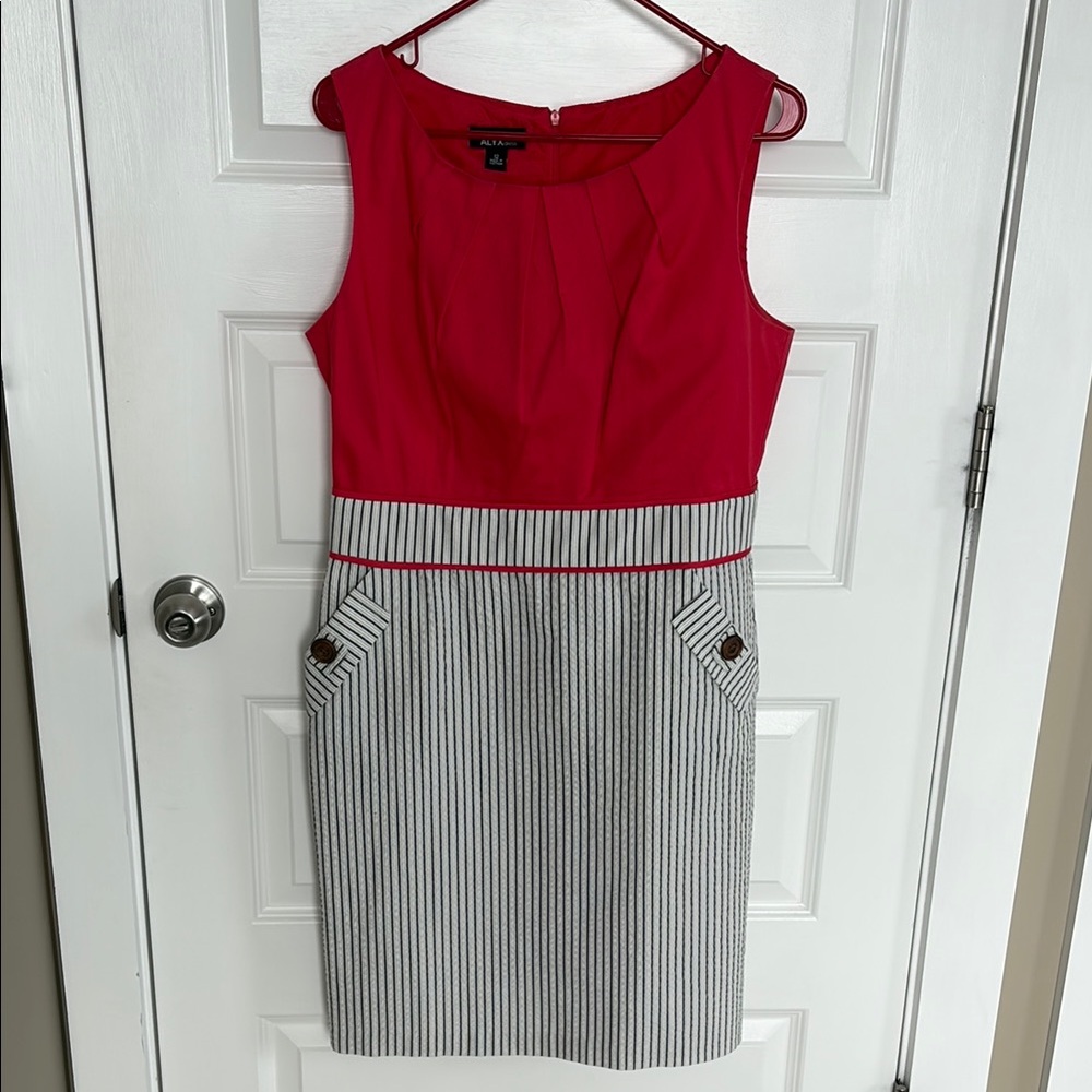 Alyx Red and Gray Sleeveless Sheath Dress